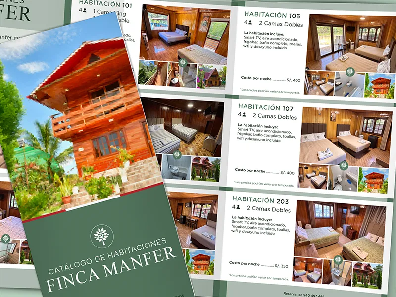 Diseño de catálogo corporativo realizado para Finca Manfer.