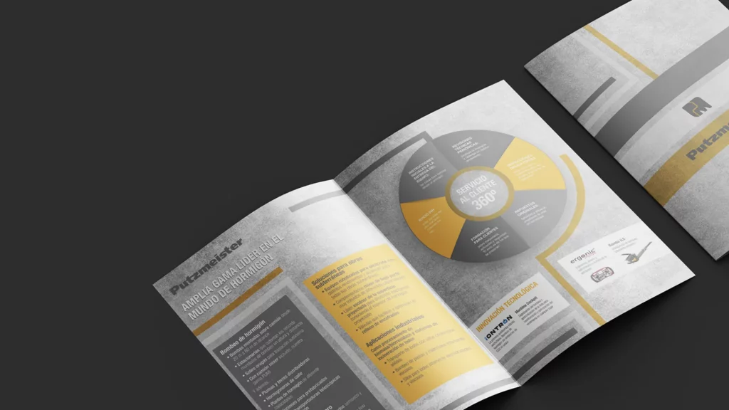 Diseño gráfico corporativo para empresas con catálogo comercial desarrollado para Putzmeister.
